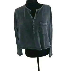 Urban Outfitters Womens Gray Oversized Cropped Long Sleeve Tee M